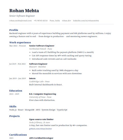Academic resume template