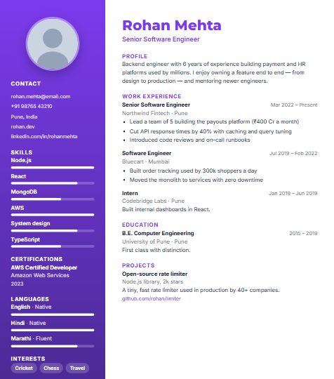 Gradient resume template