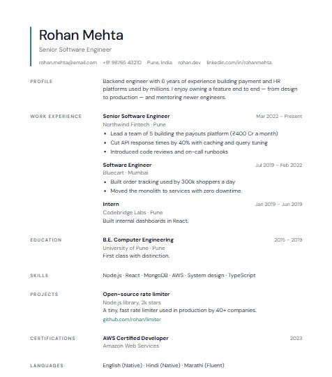 Minimal resume template