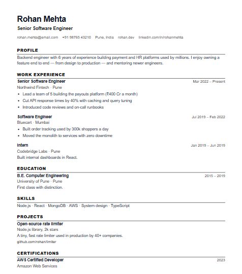 ATS Simple resume template