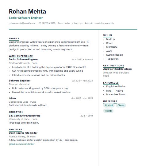 Professional resume template