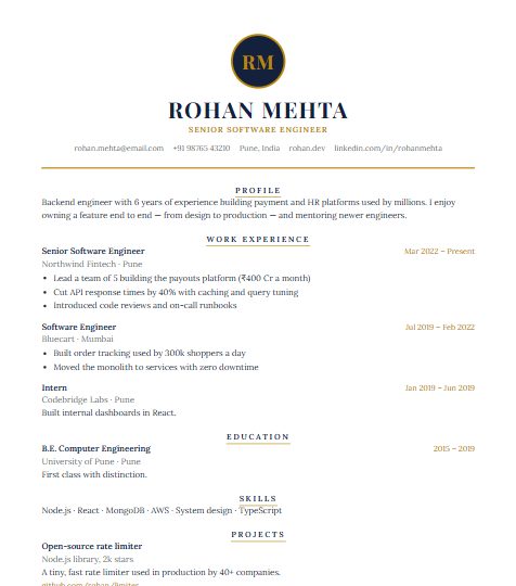 Royal resume template