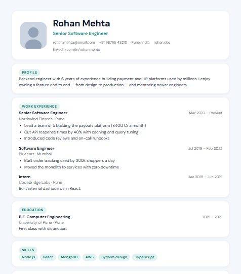 Startup resume template