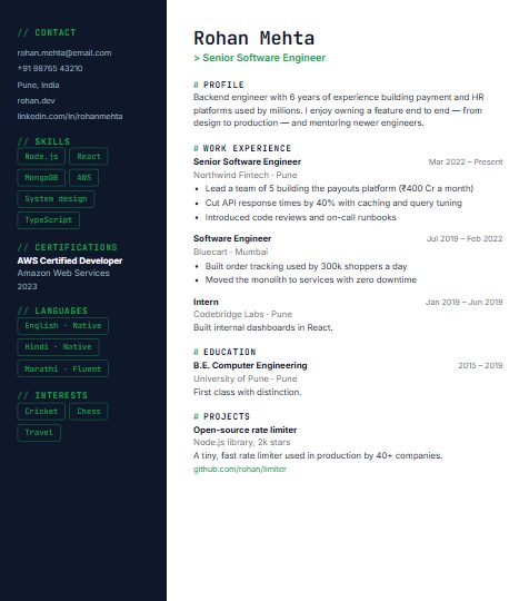 Tech resume template
