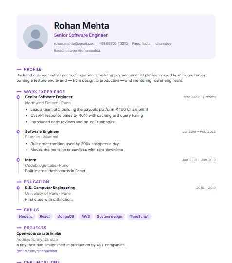 Timeline resume template